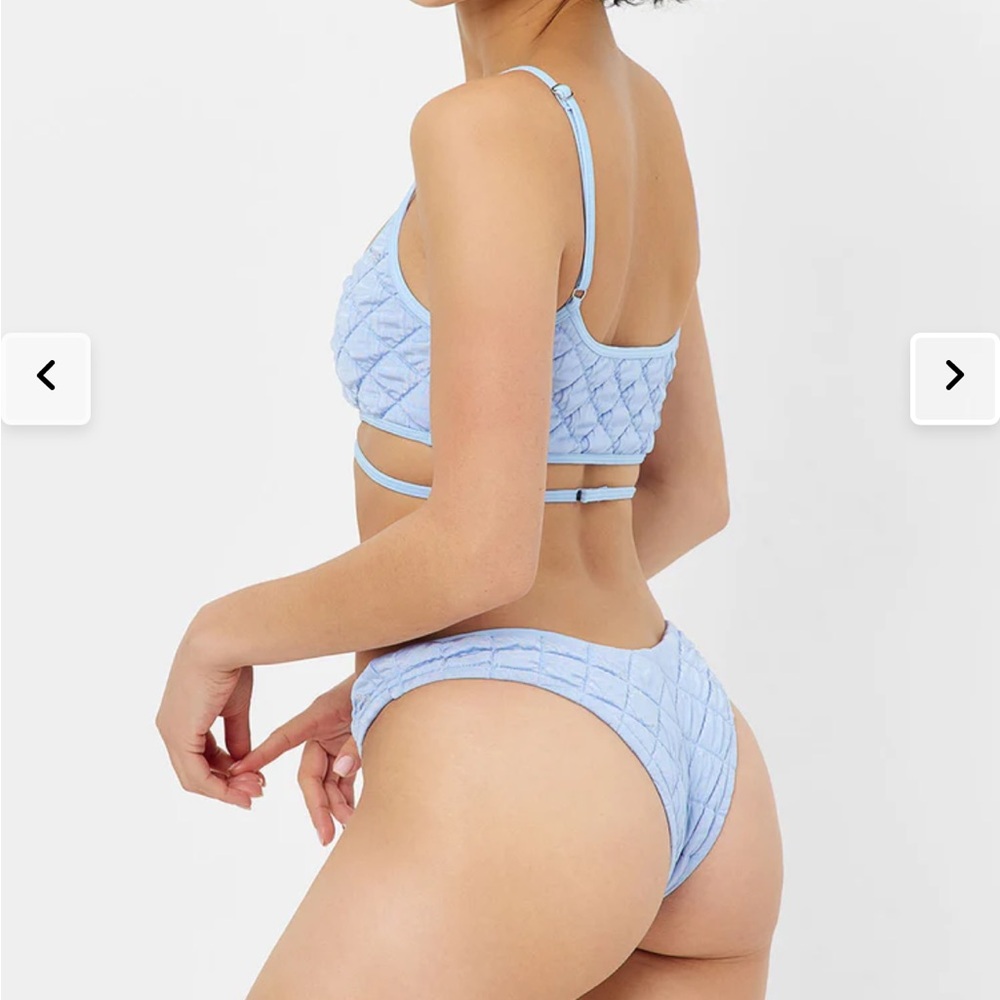 Frankie's Bikinis Waco Bralette Bikini Top and Bottom in Baby Blue Size S/M NEW